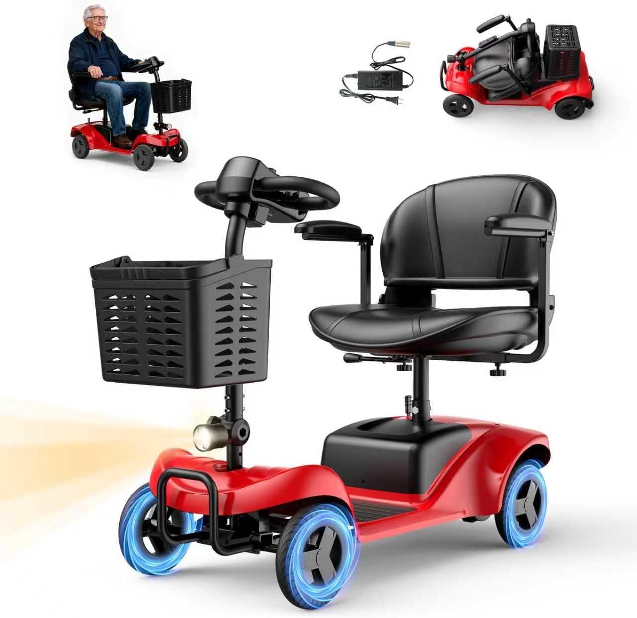 Mobility Scooter,Foldable,300 lbs Capacity,Travel & Daily Commute