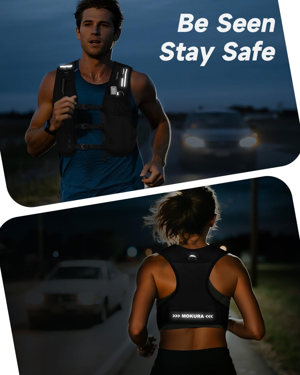 Running Vest for Women Men with 500ML Soft Flask & Phone Holder | Lightweight Hydration Vest | Reflective Running