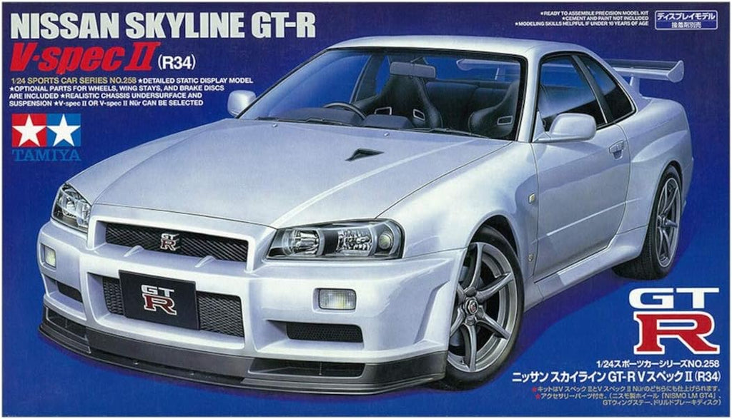 Nissan Skyline GT-R R34 V-Spec II 1/24 Scale Model Kit 24258