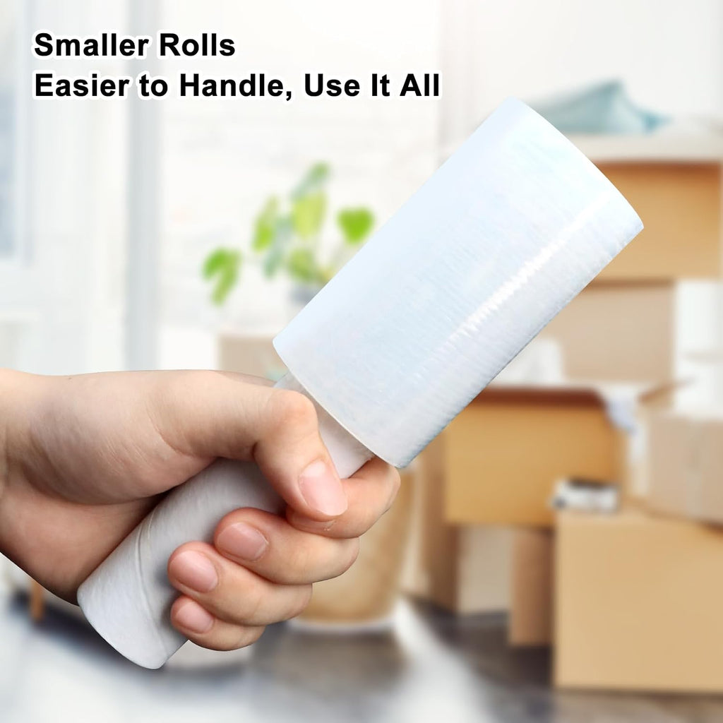 Stretch Film 4" × 1000 ft, Shrink Wrap Rolls with Handle, 80 Gauge