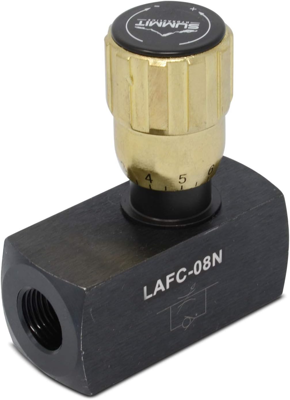 Summit Hydraulics Hydraulic In-Line Adjustable Variable Flow Control Valve w/Free Rev Flow, 1/2” NPT