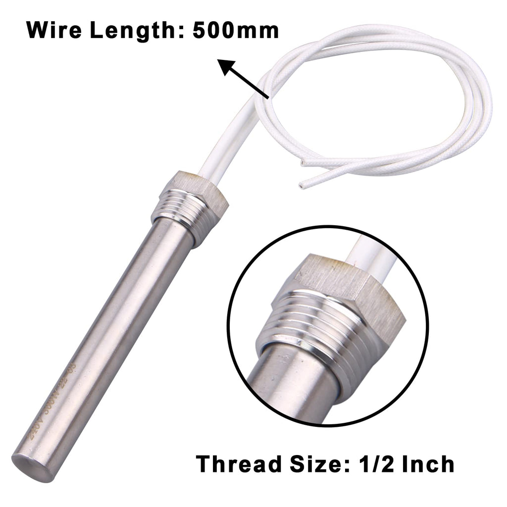 DERNORD Immersion Cartridge Heater 240V 300W Hot Rod Heating Element Replacement 1/2 Inch Thread