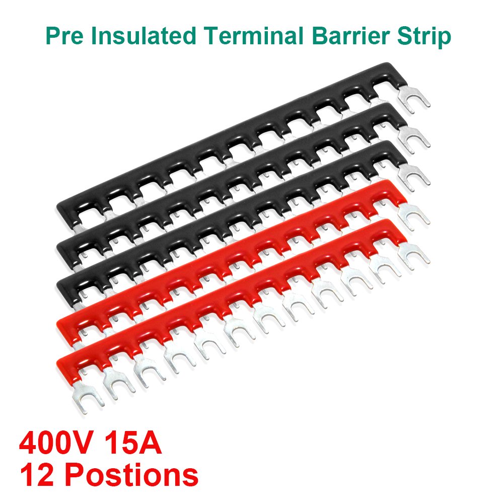 Terminal Block, 12 Circuits 600V 15A Dual Row Screw Terminal Strip, 5 Sets