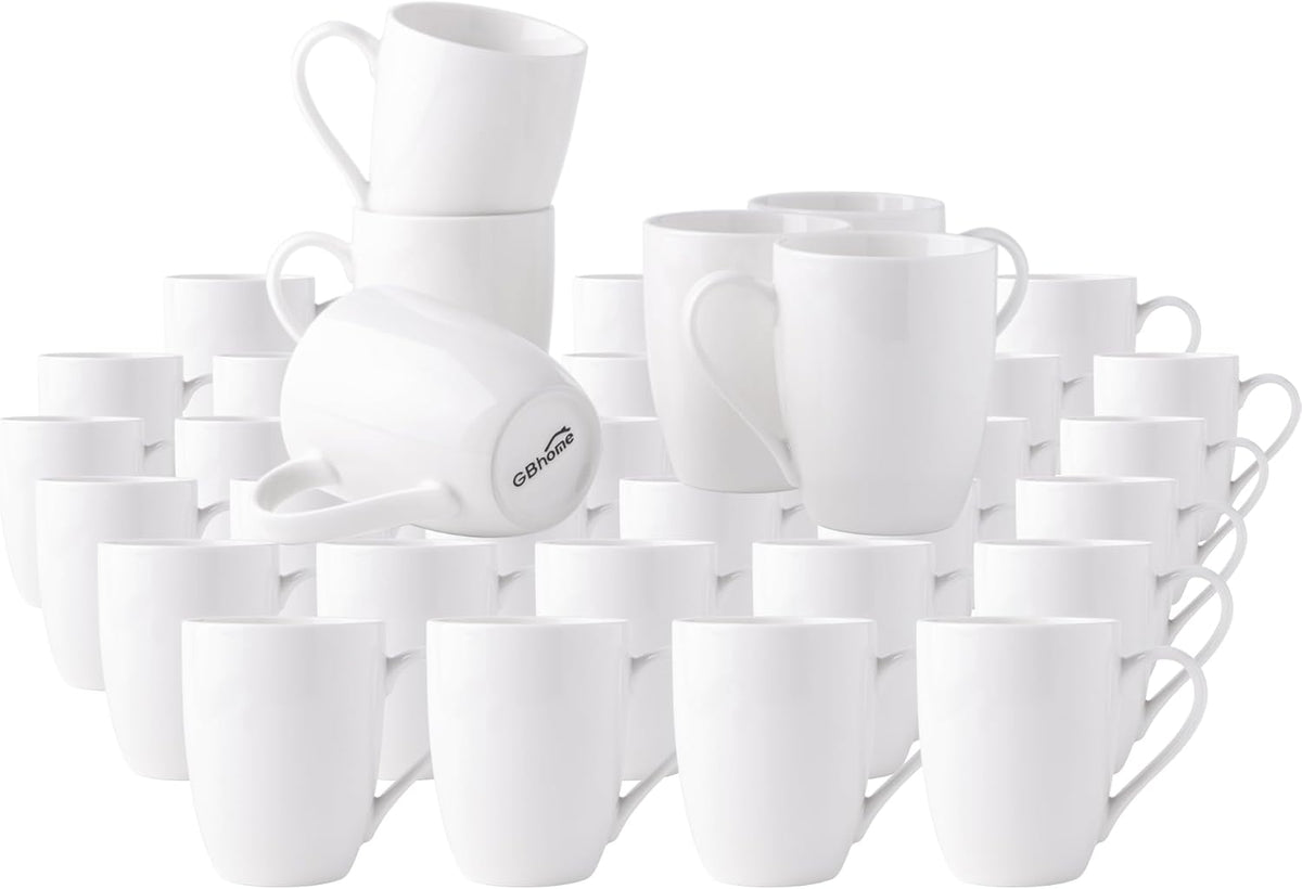 White Coffee Mugs Set of 36, 12 oz Ceramic Coffee Cups