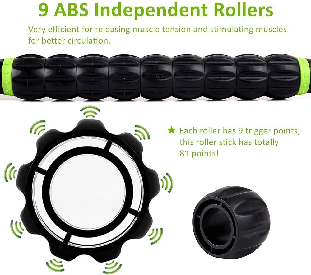 Muscle Roller Stick - Massage Stick for Athletes - Reducing Soreness and Muscle Strain, Soothing Legs Cramps
