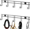 5 Hook 2 Pcs Bridle Hooks Tack Room Metal Wall Hangers Rack, Black