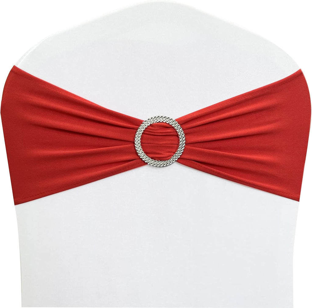 Spandex Chair Sashes Bands, Red, 30PCS