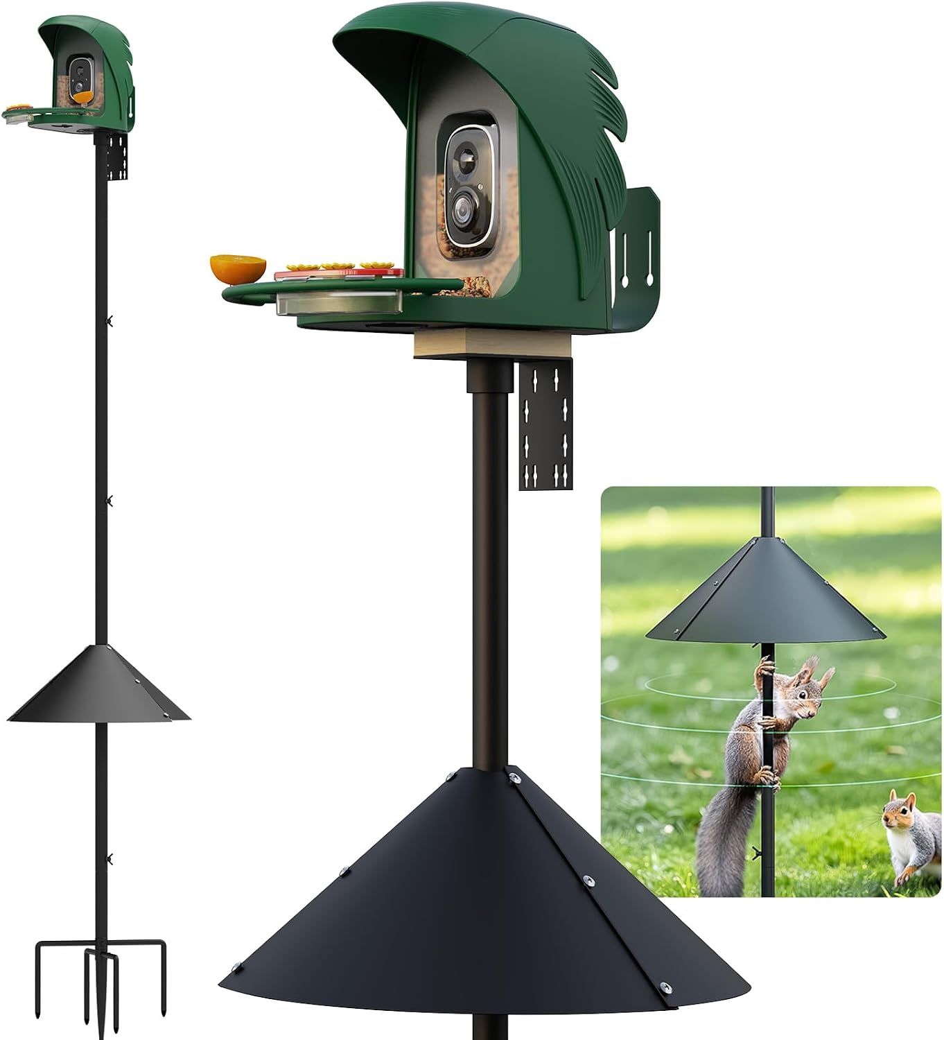 Bird Feeder Pole with Squirrel Baffle, 91'' Inch Heavy-Duty Bird House Pole for Outdoors,Adjustable Height,Universal