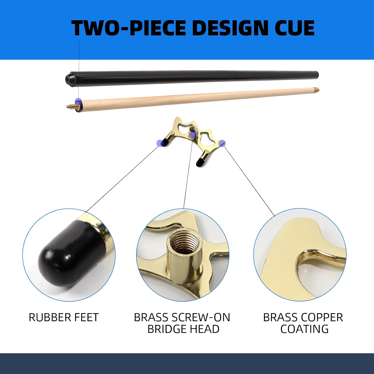 GSE Portable Billiard Bridge Head, Pool Cue Stick with Screw-on Bridge Head | Portable Bridge Cue Rest, Pool Bridge