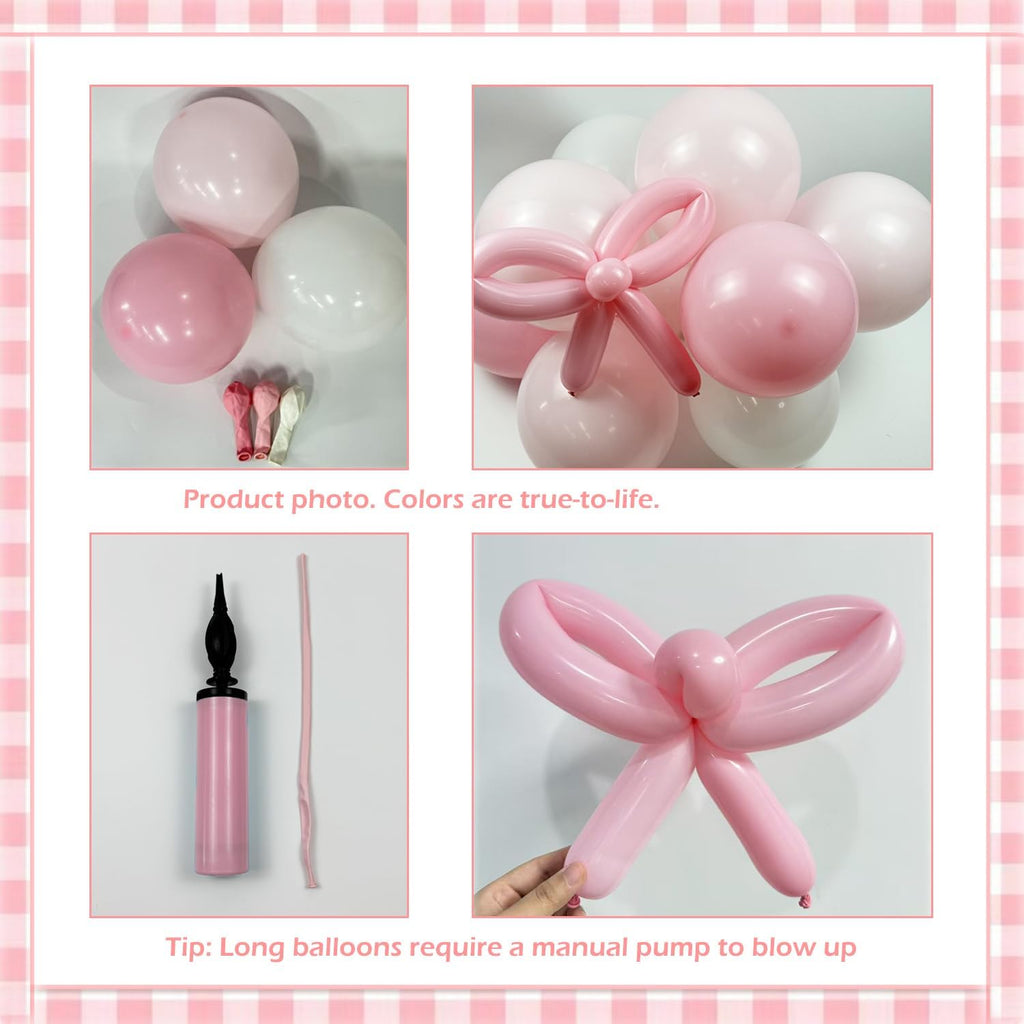 Coquette Birthday Decorations 145 Pcs Pink and White Balloon Garland Arch Kit Include Light Pink White Bow Balloons