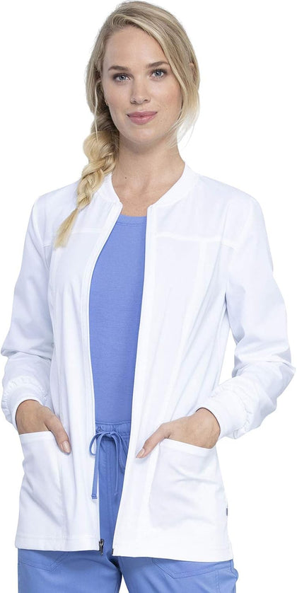 Rev Tech Warm Up Scrub Jacket for Women Zip Front 4 Pockets