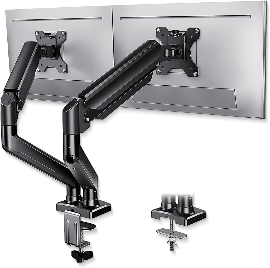 Dual Monitor Arm Desk Mount – Adjustable Gas Spring Monitor Stand for 13”–34” Screens, Full Motion Swivel, Tilt &
