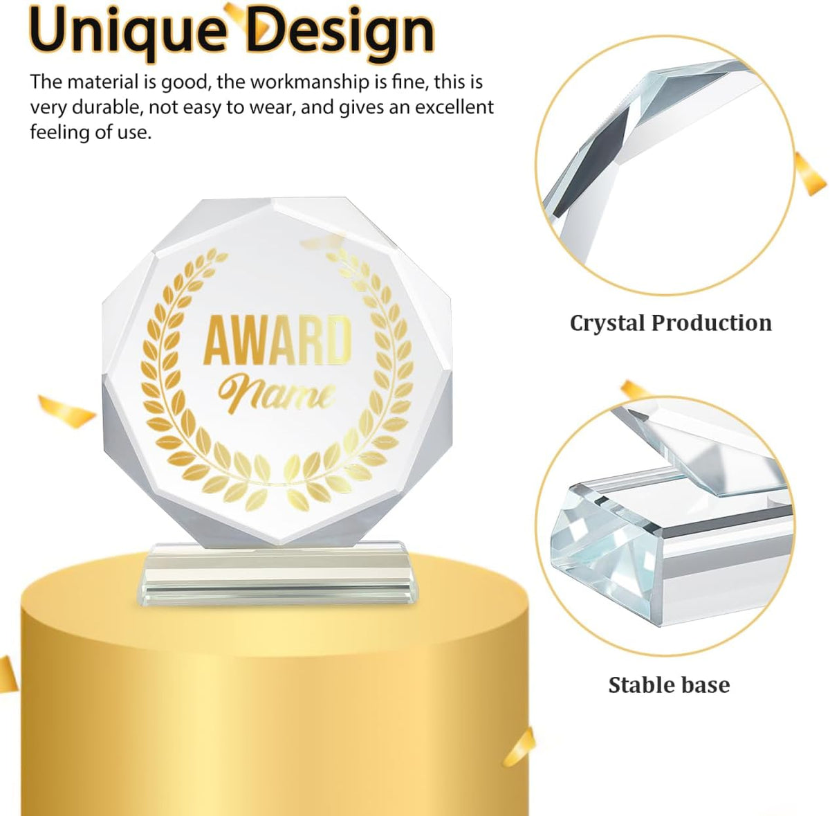Blank Crystal Trophy Award - Personalized Engraved for Employee Recognition Awards, Gifts for Coworker Employee
