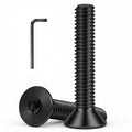 5/16-18 x 3-1/2" Flat Head Socket Cap Screws Countersunk Bolts, Stainless Steel 18-8 (304), Full Thread, Black Finish, Hex Spanner Included, 10 PCS