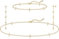 Tennis Necklace Bracelet for Women, Dainty Sterling Sliver Choker Necklace Crystal Link Bracelet Stud Earrings for
