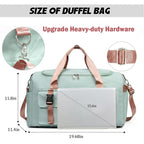 Gym Duffle Backpack 42L Travel Bag with Shoe Pocket, Check Apricot