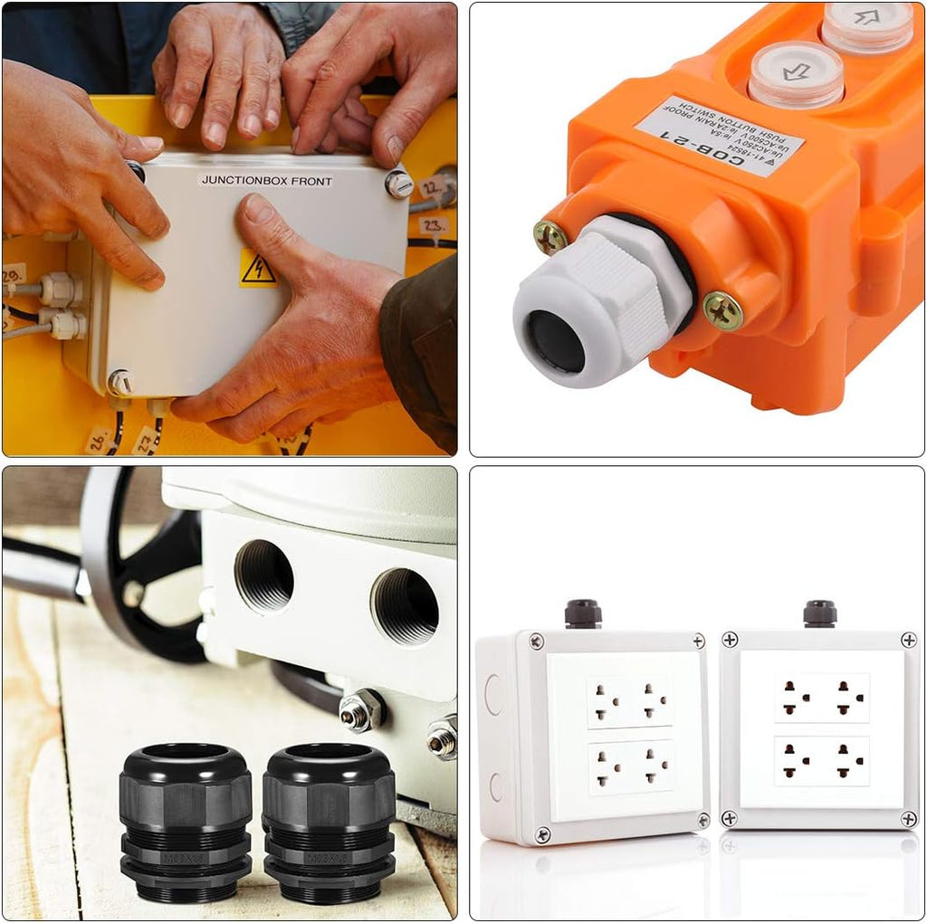 uxcell 10Pcs PG7 Cable Gland 2mm-5mm Wire Hole Waterproof Nylon Joint Adjustable Locknut with Washer White