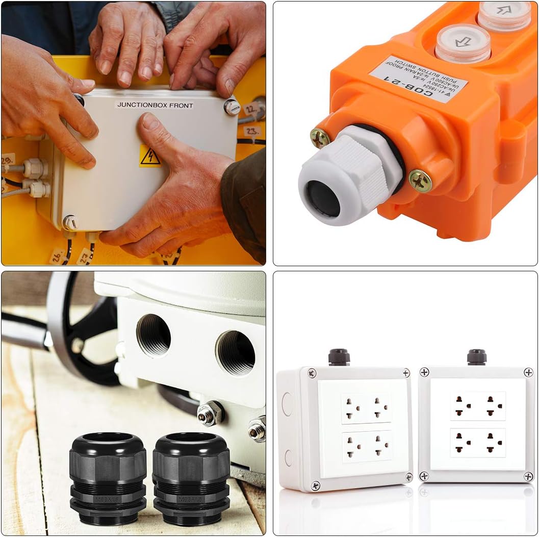 uxcell 10Pcs PG7 Cable Gland 2mm-5mm Wire Hole Waterproof Nylon Joint Adjustable Locknut with Washer White