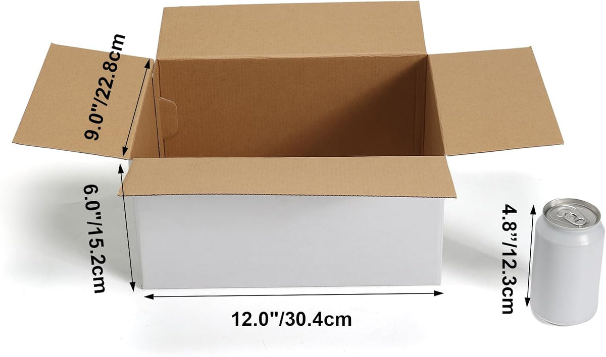 12x9x6 Shipping Boxes 15 Pack, White Corrugated Cardboard Boxes with Side-Lock and Pre-Applied Double-Sided Tape