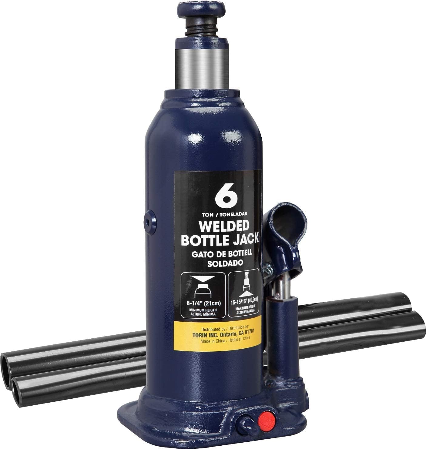 AT90603UR Torin Welded Hydraulic Car Bottle Jack for Auto Repair and House Lift, 6 Ton (12,000 lb), Blue