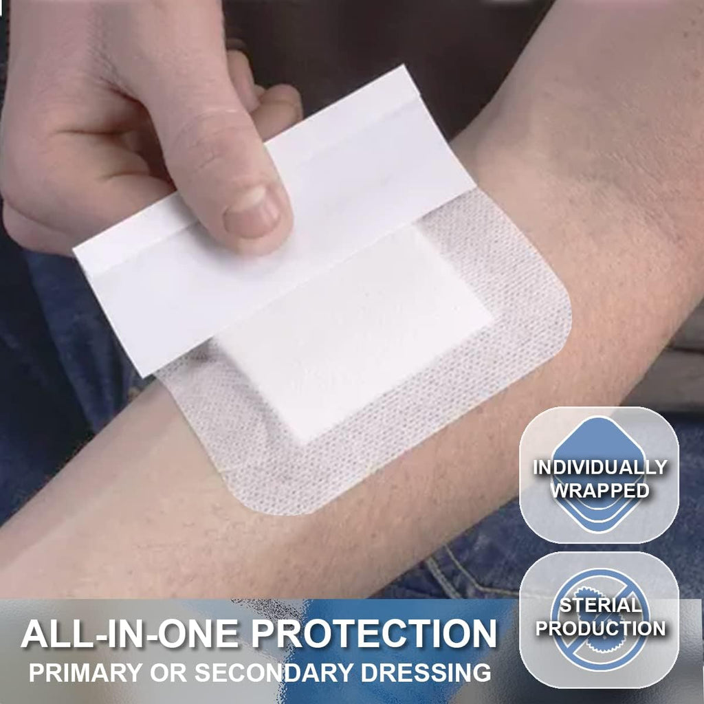 Island Dressing Bordered Gauze | Large Wound Care Bandage with Adhesive Border| Sterile, Soft & Highly Absorbent