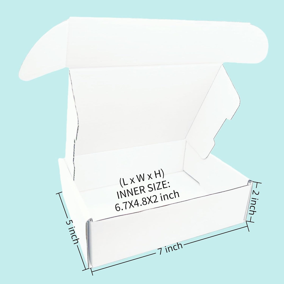 7x5x2 Inches 50 Pack White Corrugated Cardboard Shipping Boxes