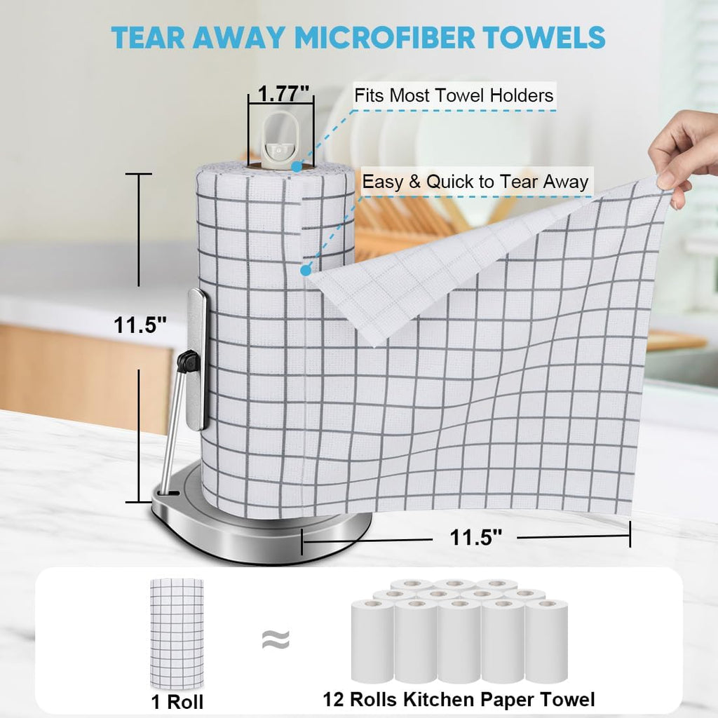 Microfiber Cleaning Cloth Roll-50PK, Reusable Paper Towels 11.5×11.5"
