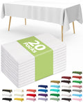 20 Pack White Disposable Plastic Tablecloth 54x108 Inch