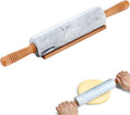 Marble Rolling Pin - 18.9" Marble Rolling Pins for Baking, Pastry, Pizza Dough & More - Polished Non-Stick Surface