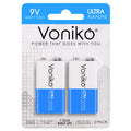 9V Batteries 2 Pack, 9 Volt Alkaline Battery for Smoke Alarms