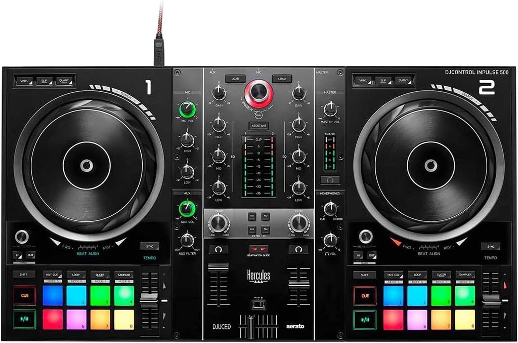 DJControl Inpulse 500 MK2 2-Channel DJ Controller Bundle with Case, TRS-to-RCA Breakout Cable, and Austin Bazaar