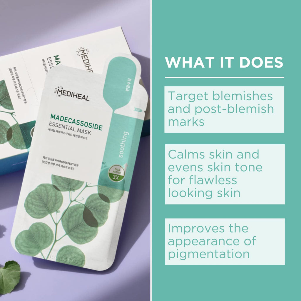 Best Korean Sheet Mask - Madecassoside Essential Face Mask 4 Sheets For Sensitive Blemish Prone All Skin Types