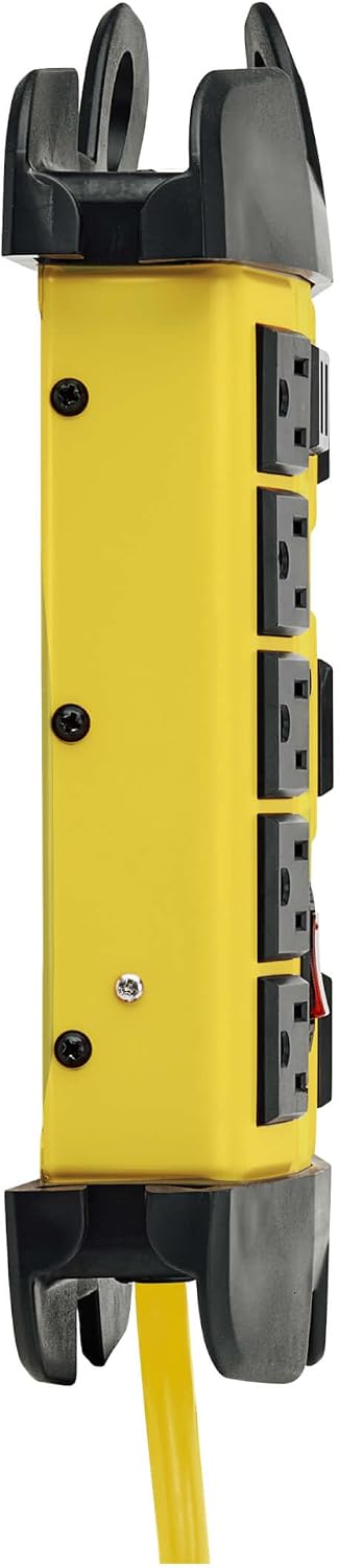 Eaton TLM825SA Heavy Duty Power Strip with Surge Protection, 8 Outlets, 3900 Joules, Yellow Metal Housing, 25ft Cord