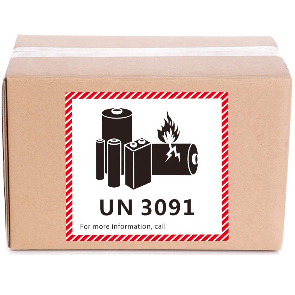 50PCS 4.7" x 4.3" Lithium Ion Battery Transport Caution Warning Labels for Shipping (UN3091)