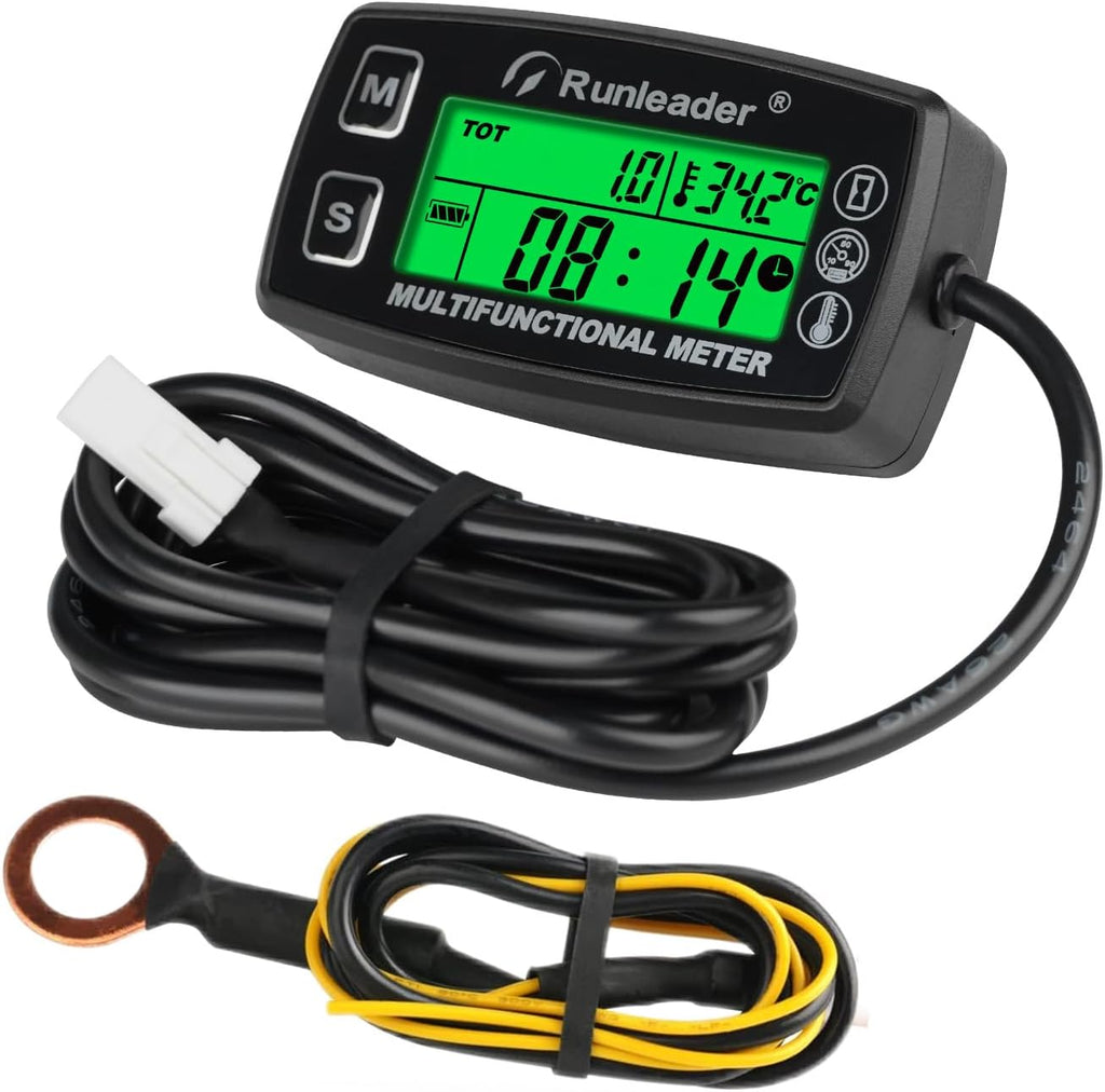 Runleader Digital Tach Hour Meter Engine Temperature Gauge RL-HM035A-TS002