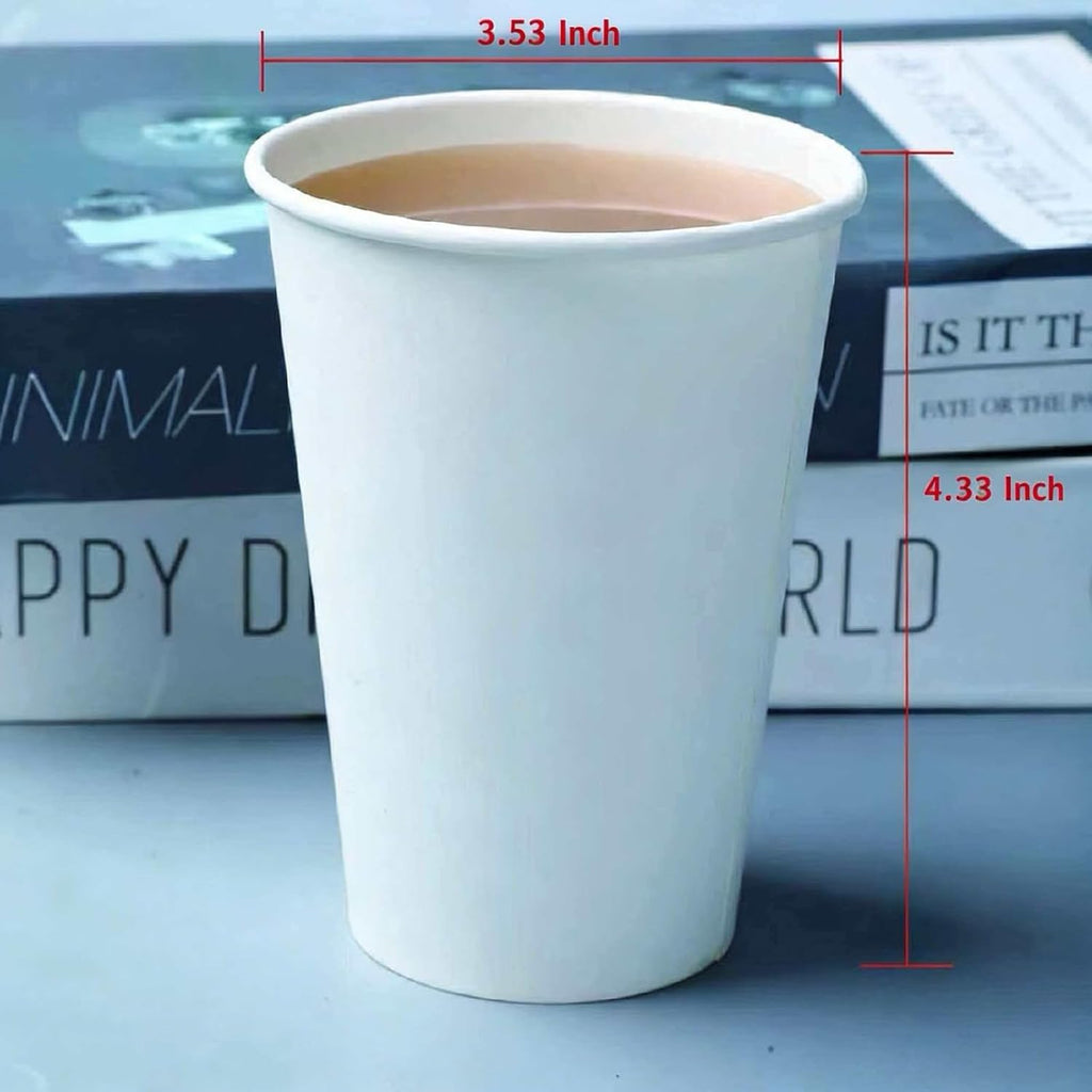 Disposable Coffee Cups, 201 Count 12 Oz Paper Coffee Cups for Cold or Hot Drinking, Paper Cups 12 Oz White Disposable