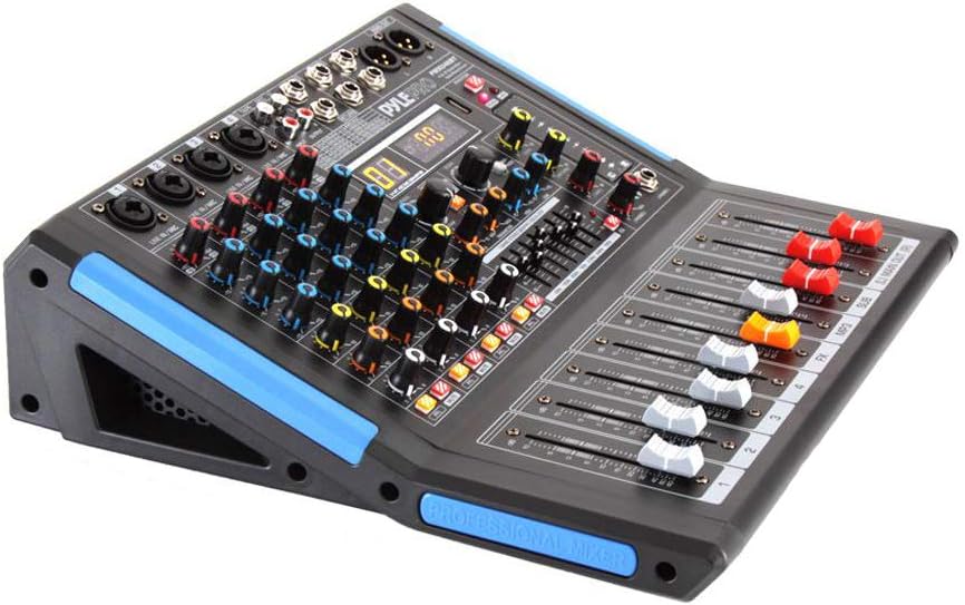 4-Channel Bluetooth Studio Audio Mixer-DJ Sound Controller Interface with USB Drive for PC Recording Input, XLR