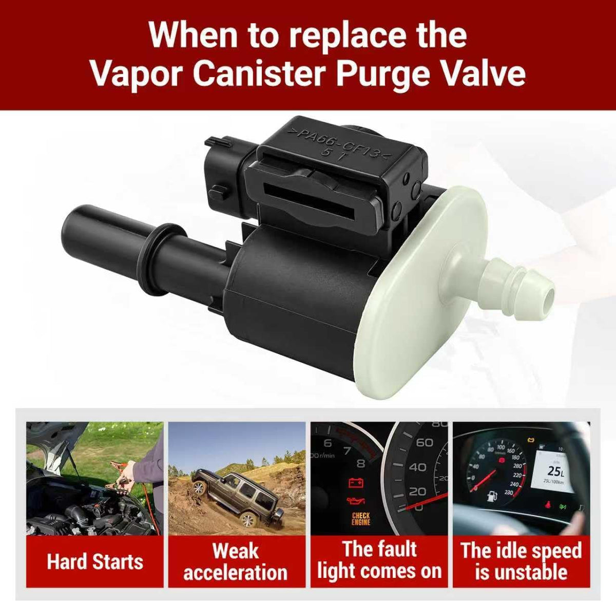 Vapor Canister Purge Valve 911-410 for Ram 1500 Grand Cherokee Charger