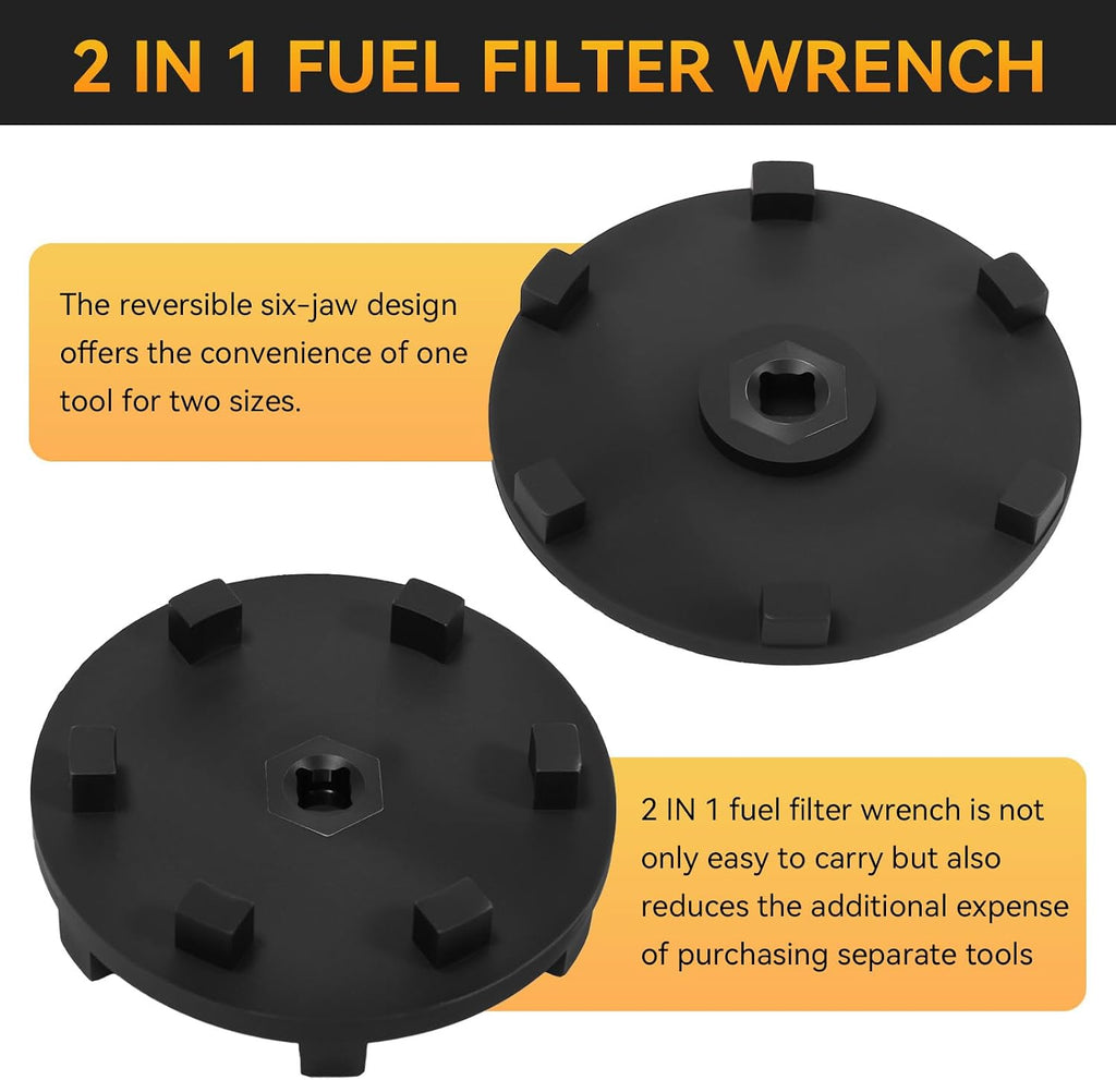 6760 Fuel Filter Wrench Fit For Ford 6.0 Liter & 7.3 Liter Powerstroke Diesel Engines, Reversible Six Lug Oil Diesel