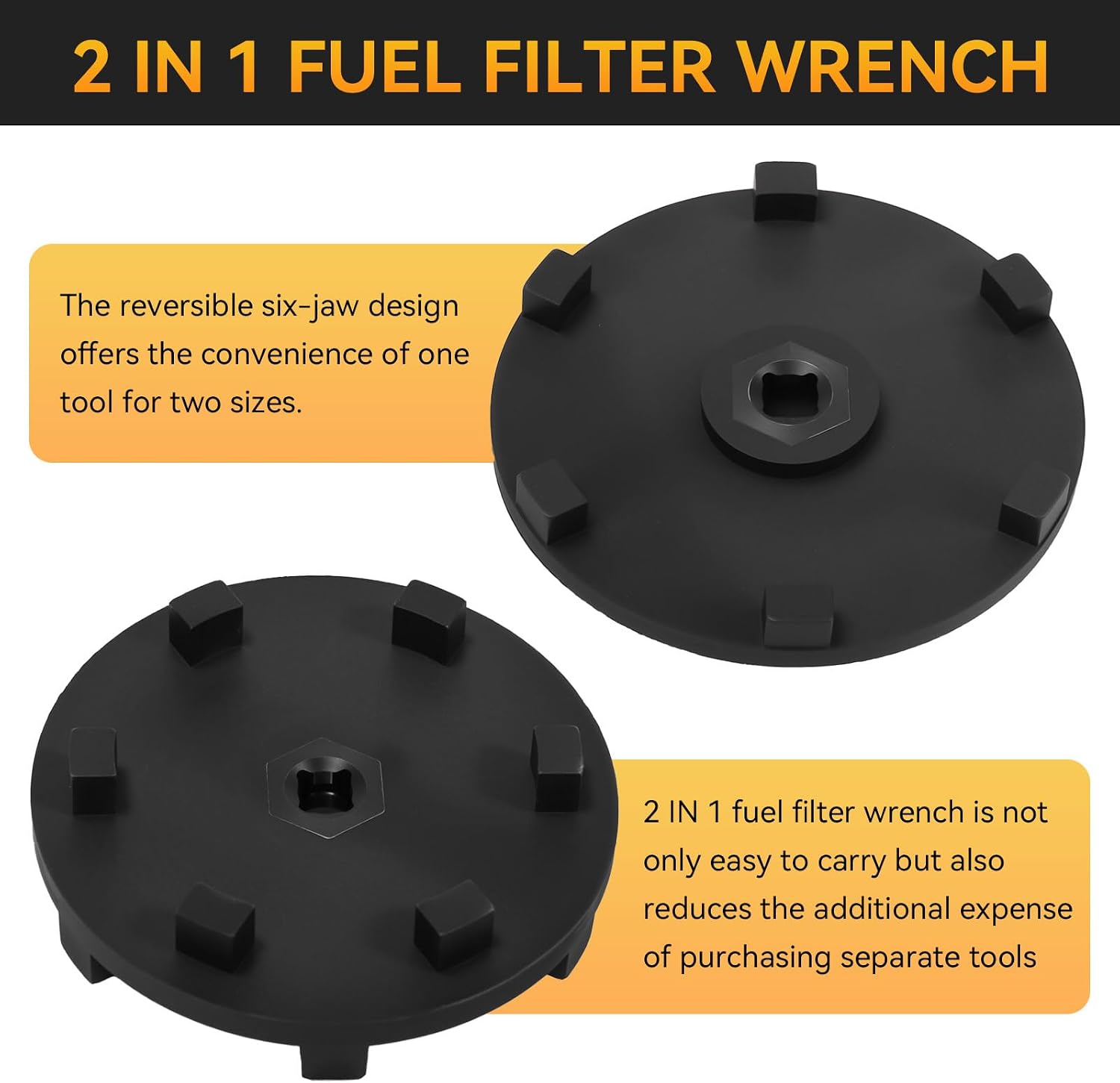 6760 Fuel Filter Wrench Fit For Ford 6.0 Liter & 7.3 Liter Powerstroke Diesel Engines, Reversible Six Lug Oil Diesel