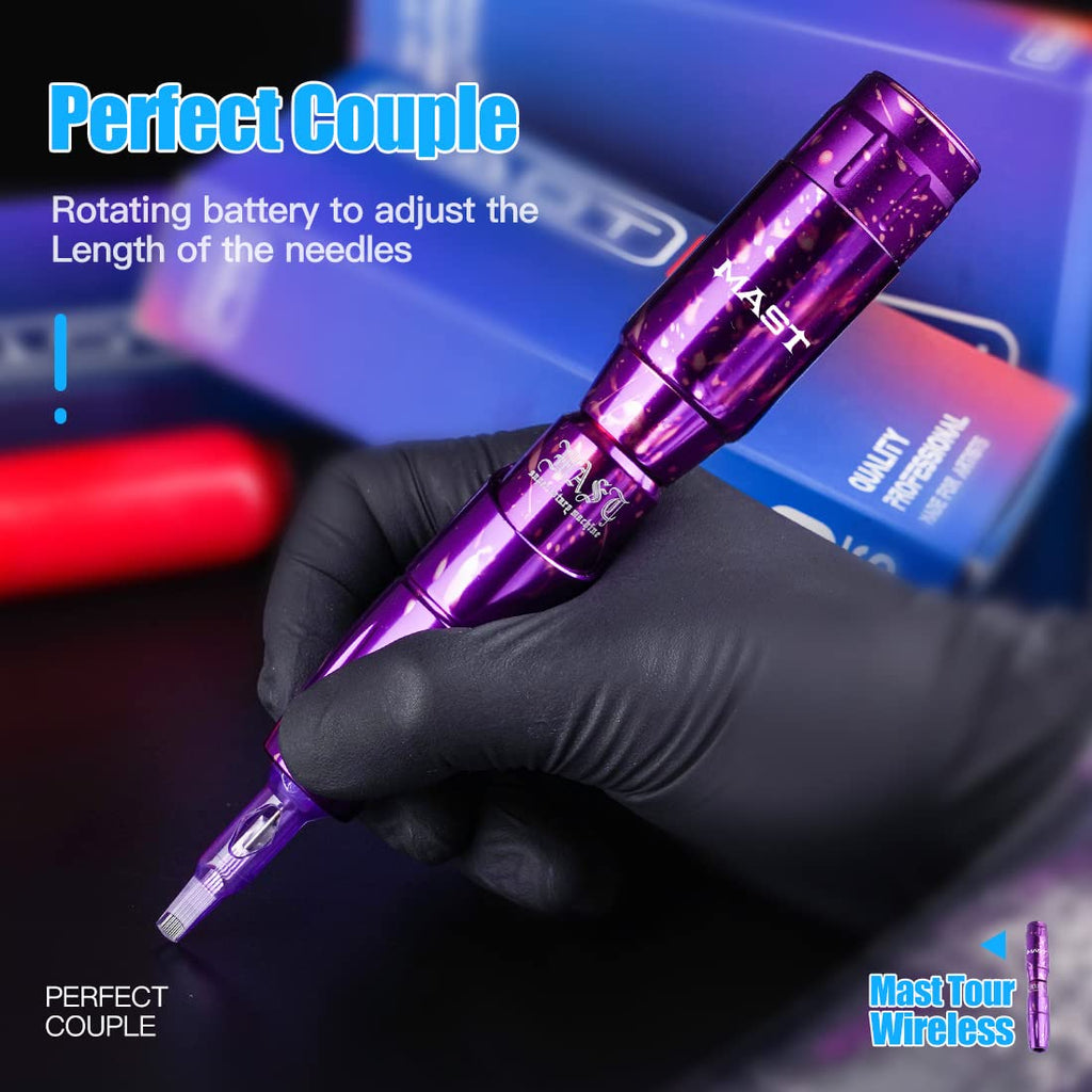 Mast Tour Wireless Tattoo Pen Machine Kit - Professional Rotary Cartridges Tattoo Pen Lightweight Short Battery Power