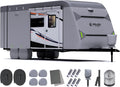 Waterproof Windproof RV Travel Trailer Cover, Anti-Rip Anti-UV 600D Oxford Fabric Camper Cover - with Tongue Jack