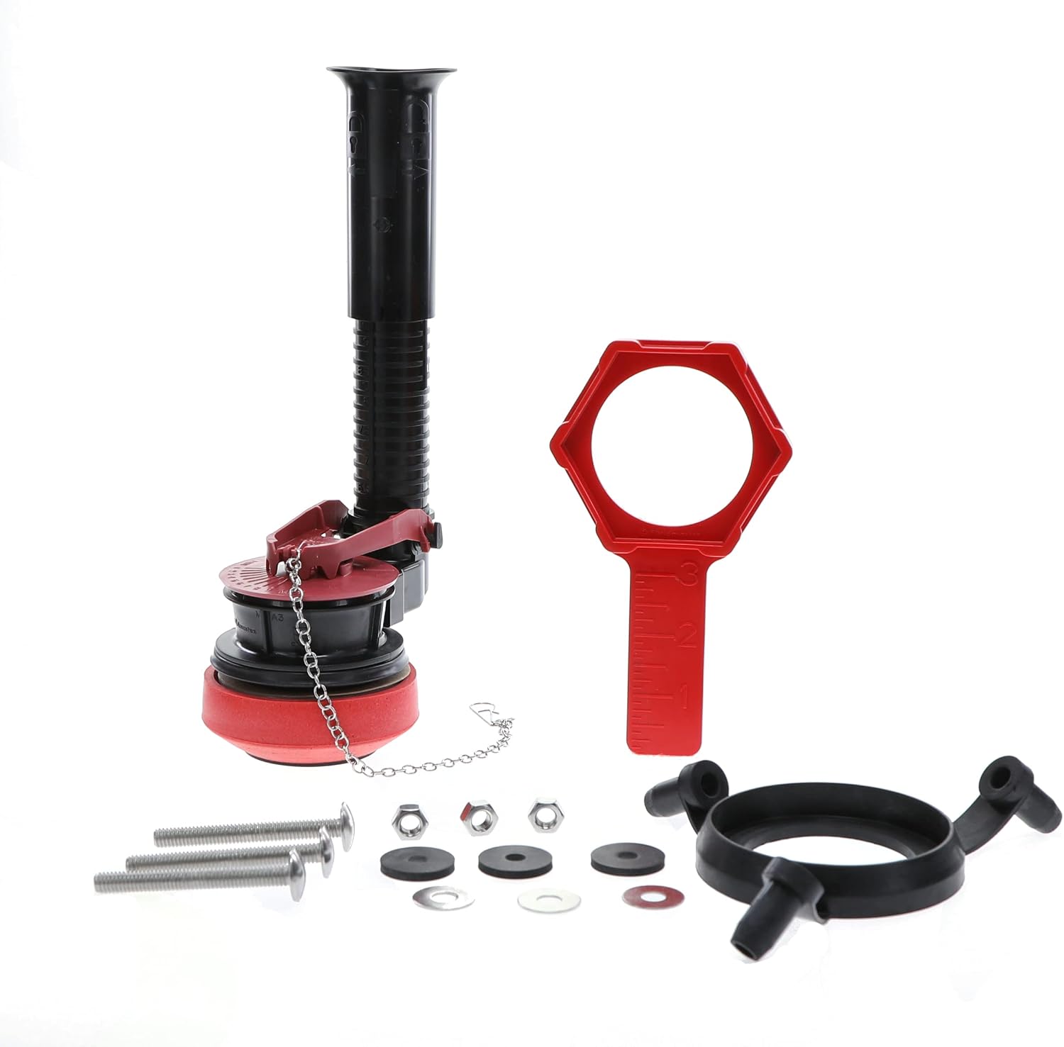 K-507A-008 Universal 2-Inch Adjustable Toilet Flush Valve Repair Kit with Toilet Tool Multicolor