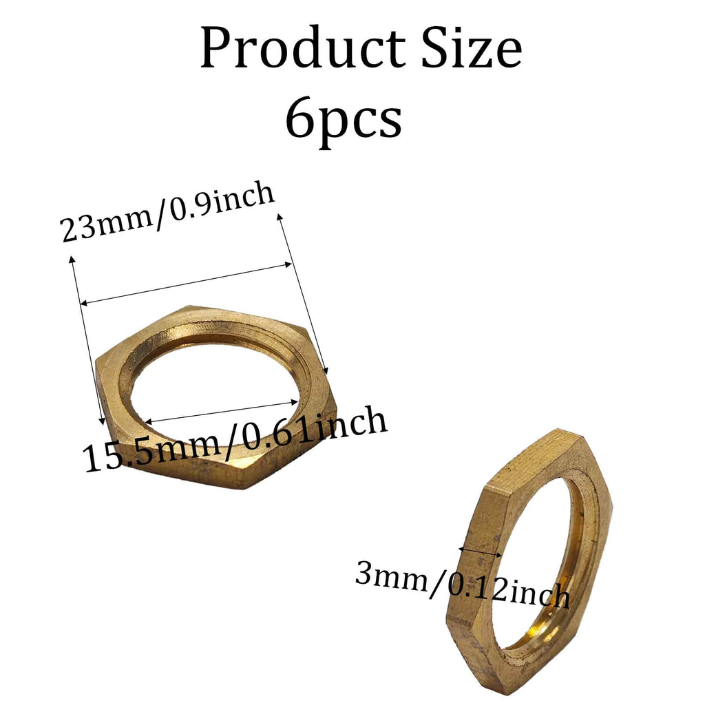 Virello 6Pcs 3/8" NPT Brass Pipe Fitting Hex Lock Nut