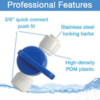 Speed Fit 1/4 or 3/8 Inch Shut Off Valve, Push to Connect Plastic Plumbing Fitting, With Locking Clips, Filtration Warehouse, Compare to PPSV040808WP (3/8" One Pack)