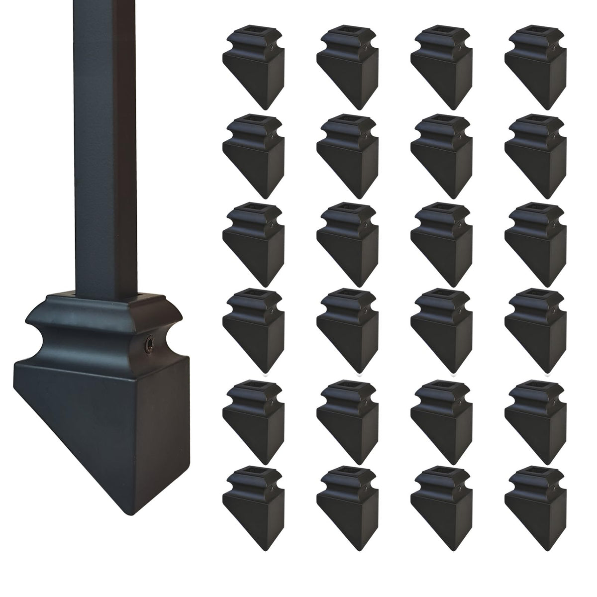 24 Pcs Iron Baluster Shoes, 40 Degree Slant with Screw(Matte Black)