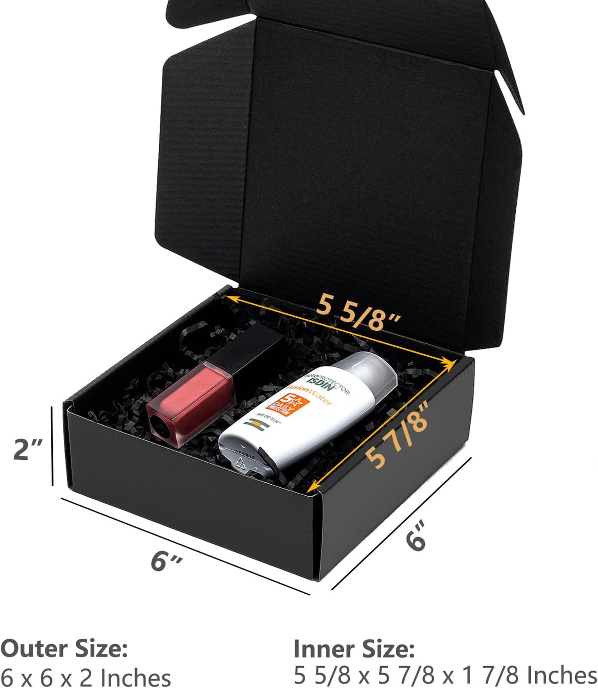 6x6x2 Inch Small Black Shipping Boxes 25 Pack Corrugated Cardboard