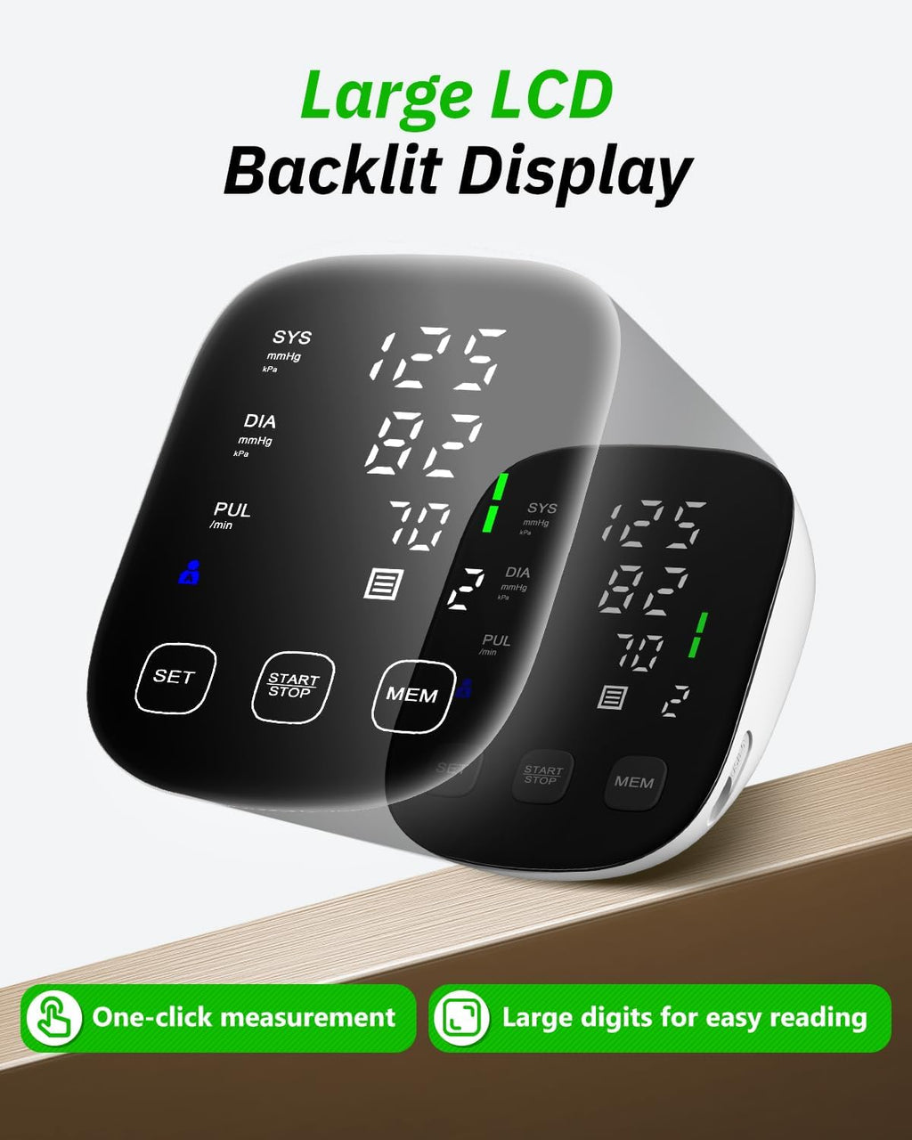 Blood Pressure Monitor Upper Arm - Large Cuff(8.7"-16.5") Digital BP Machine with Backlit LED Display, 2x90 Memory