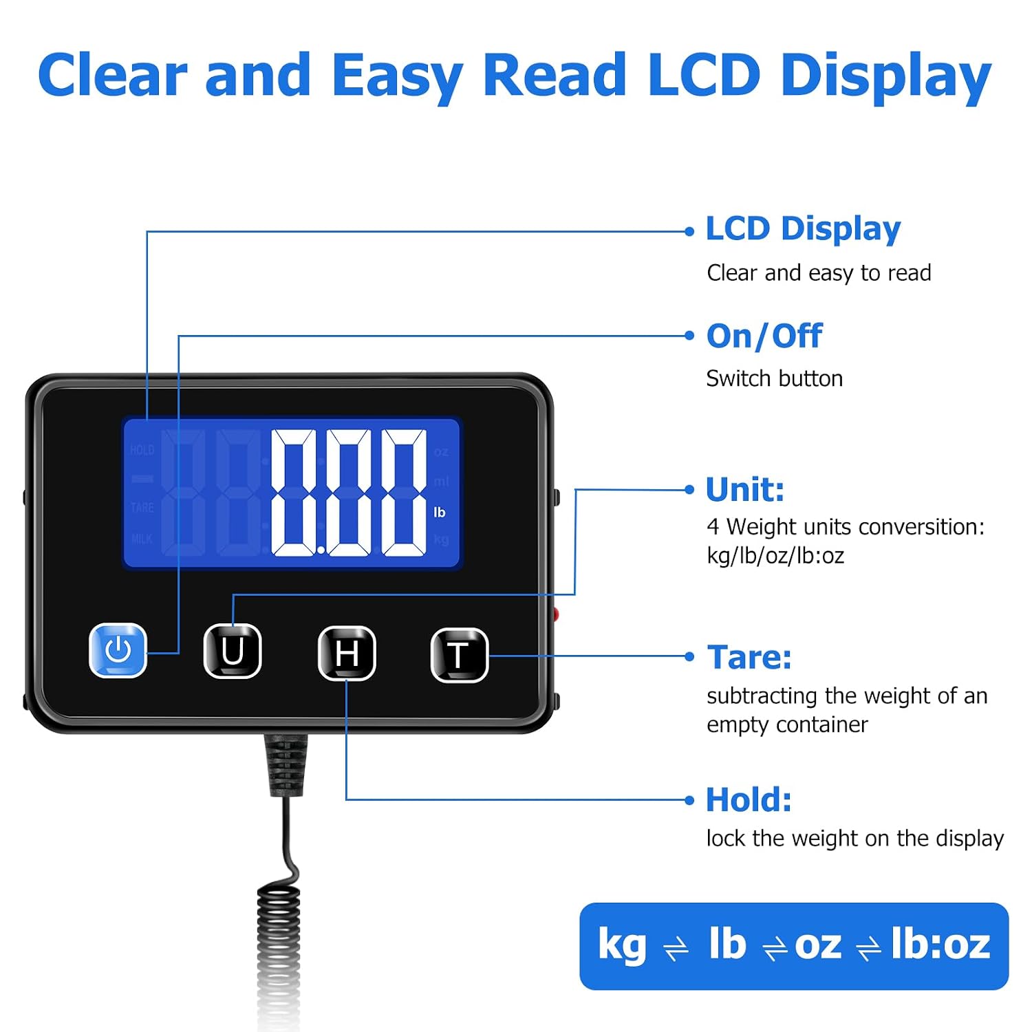 Shipping Scale, 440 lbs/0.35oz High Accurate Digital Postal Scale with Hold/Tare Function, Postage Scale for