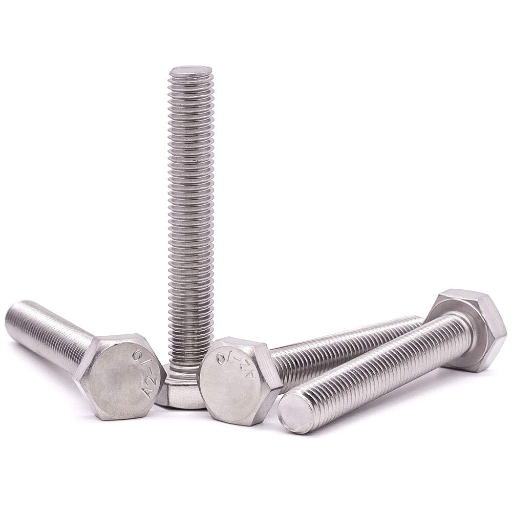 1/2-13 x 4-1/2" Hex Head Bolts Screws, 304 Stainless Steel 18-8, Fully Threaded, Hexagon Head Cap Bolts Screws, Coarse Thread UNC, 5 PCS